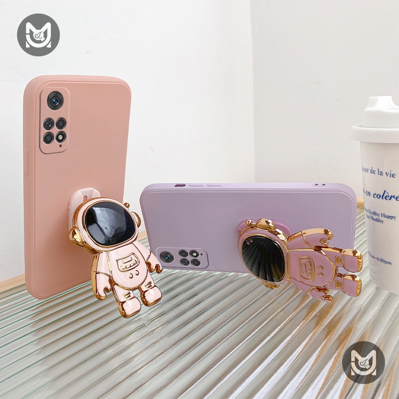 Ốp Điện Thoại Silicon Dẻo Vuông Hình Phi Hành Gia Có Giá Đỡ Cho Xiaomi Redmi Note 11T 11S 10 5G Note 9 9S 9Pro 8 8Pro