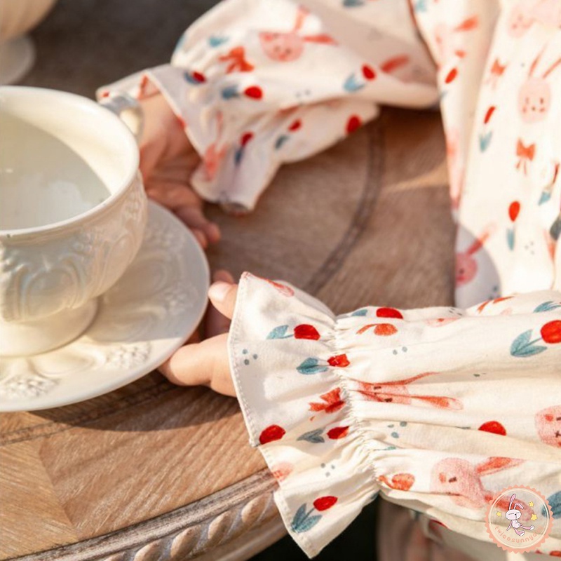 Áo Sơ Mi Tay Dài Cổ Búp Bê Họa Tiết Hoa Dễ Thương Phong Cách Hàn Quốc Cho Bé Gái