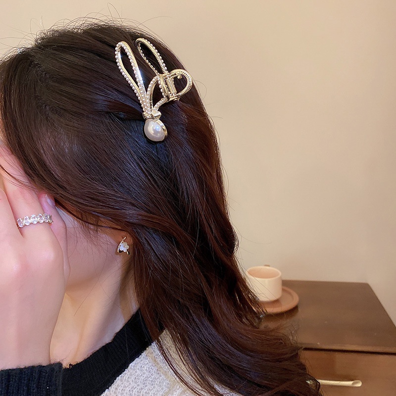 Kẹp Tóc Hình Tai Thỏ Đính Đá Thời Trang Hàn Quốc Dành Cho Nữ