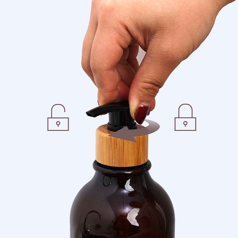 1 Bình Đựng Xà Phòng Dạng Nhấn 300 / 500ml Bằng Tre Chống Thấm Nước