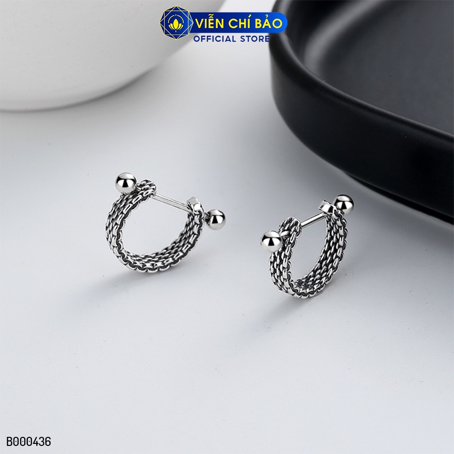 Bông tai bạc nữ crazy bi vặn chất liệu bạc Thái 925 thời trang phụ kiện trang sức Viễn Chí Bảo B000436