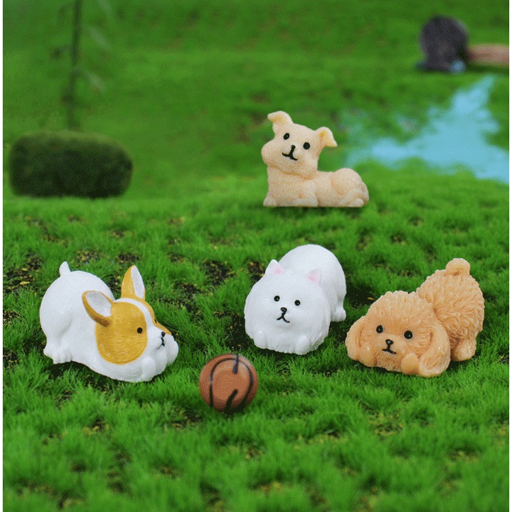 Tượng chó dễ thương trang trí tiểu cảnh terraium, decor chậu cây