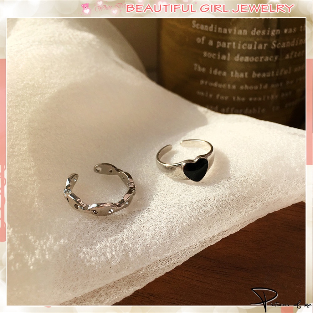 Set 2 nhẫn đeo tay hợp kim phong cách retro cho nữ