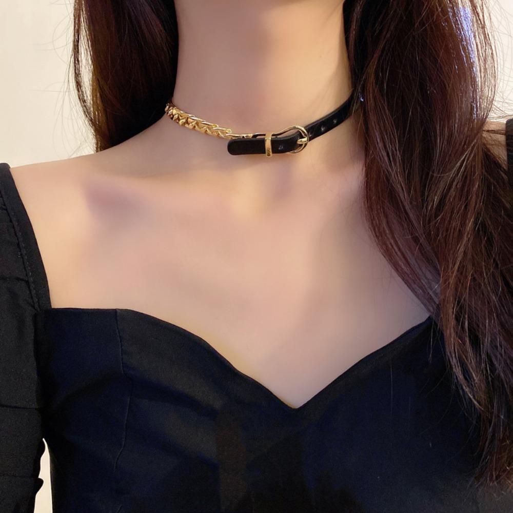 MOCHO Vòng Cổ Choker Bản To Màu Đen Phong Cách Rock Cổ Điển Cho Nữ