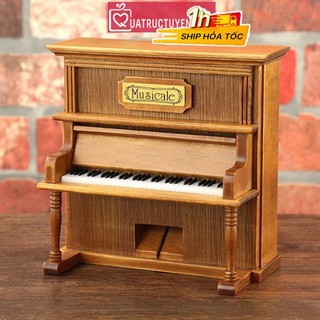 Hộp nhạc Piano gỗ cao cấp cổ điển, tinh xảo - Quà tặng sinh nhật, lưu niệm nghệ thuật
