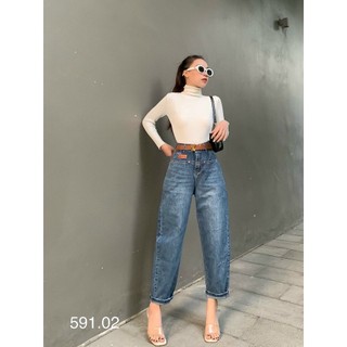 [Jeans thiết kế] Quần jeans nữ, quần bò dáng baggy cạp chun sau lưng cao siêu che khuyết điểm chân. Mã D1150