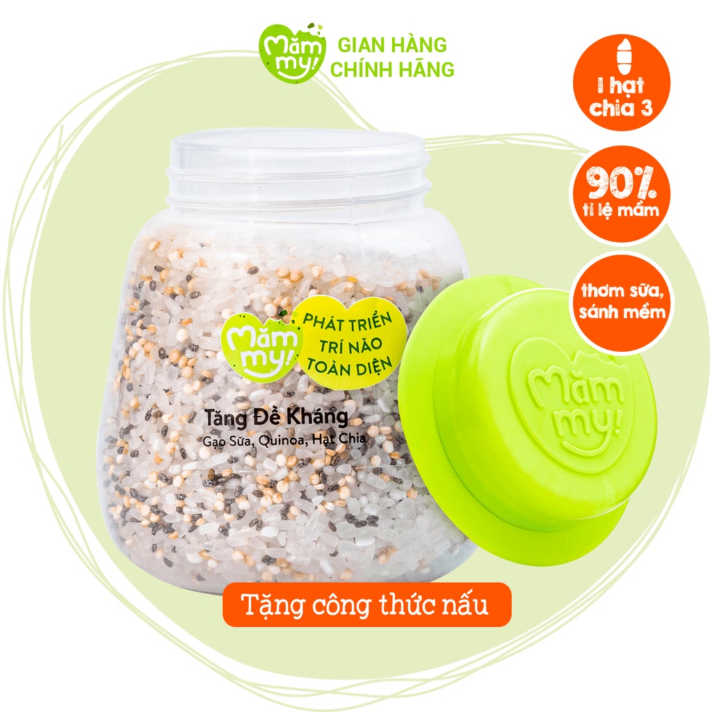 Hạt mix Mămmy cho bé ăn dặm tăng đề kháng trên 6 tháng gạo sữa, quinoa và hạt chia, hũ 130g