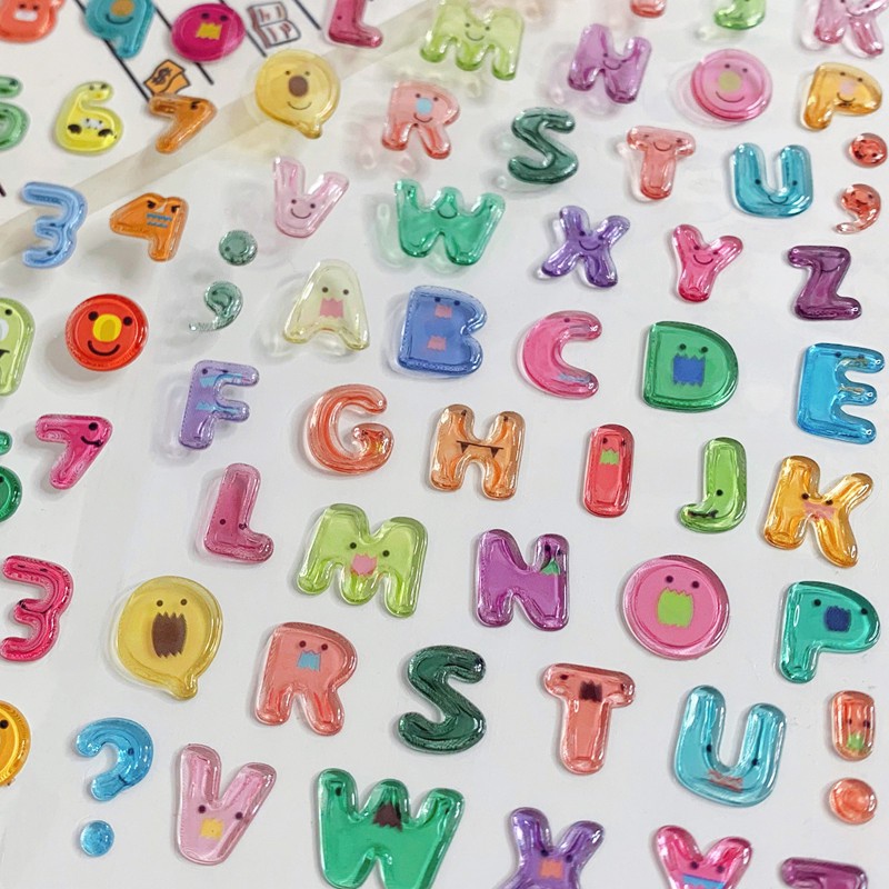 Miếng Dán 3D Hình Chữ Cái / Số Dễ Thương Dùng Trang Trí Chai Nước / Điện Thoại DIY