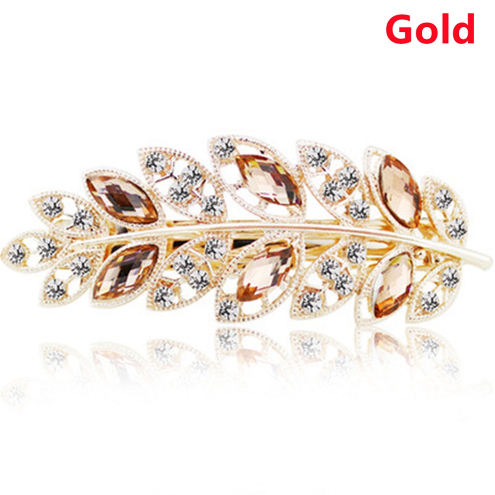 Kẹp Tóc Hình Chiếc Lá Bằng Hợp Kim Đính Đá Sáng Tạo Thời Trang Cho Nữ 1 Cái