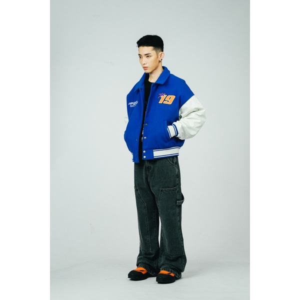 Áo Khoác Dạ Ép Unisex BOO Dáng Ngắn Varsity Phối Tay Da Infinitee 06 BOOLAAB