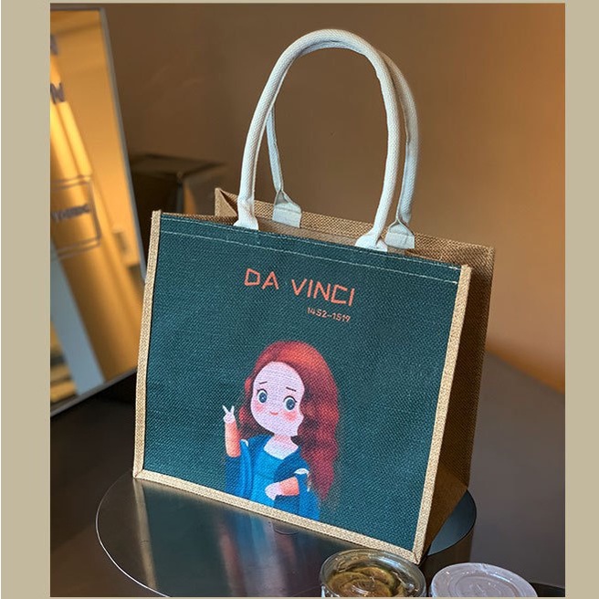 Túi cói đi biển du lịch đi chơi họa tiết nhân vật nổi tiếng