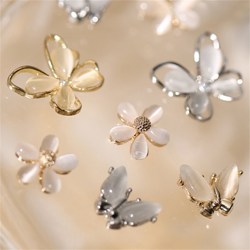 Hộp Phụ Kiện Trang Trí Móng Tay Hình Bướm 3D Bằng Hợp Kim Xinh Xắn