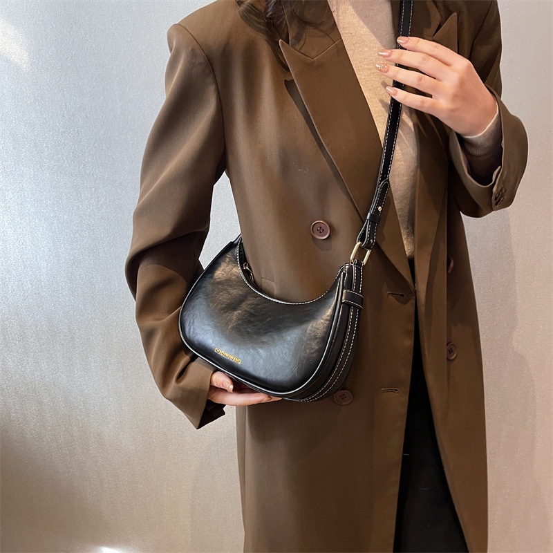 Túi Đeo JASMIN NOIR Chéo Da PU Hình Bán Nguyệt Đơn Giản Cho Nữ