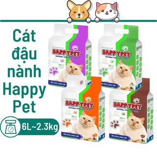 Cát mèo cát đậu nành Happy Pet siêu thấm hút giá rẻ túi 6L - Bivido