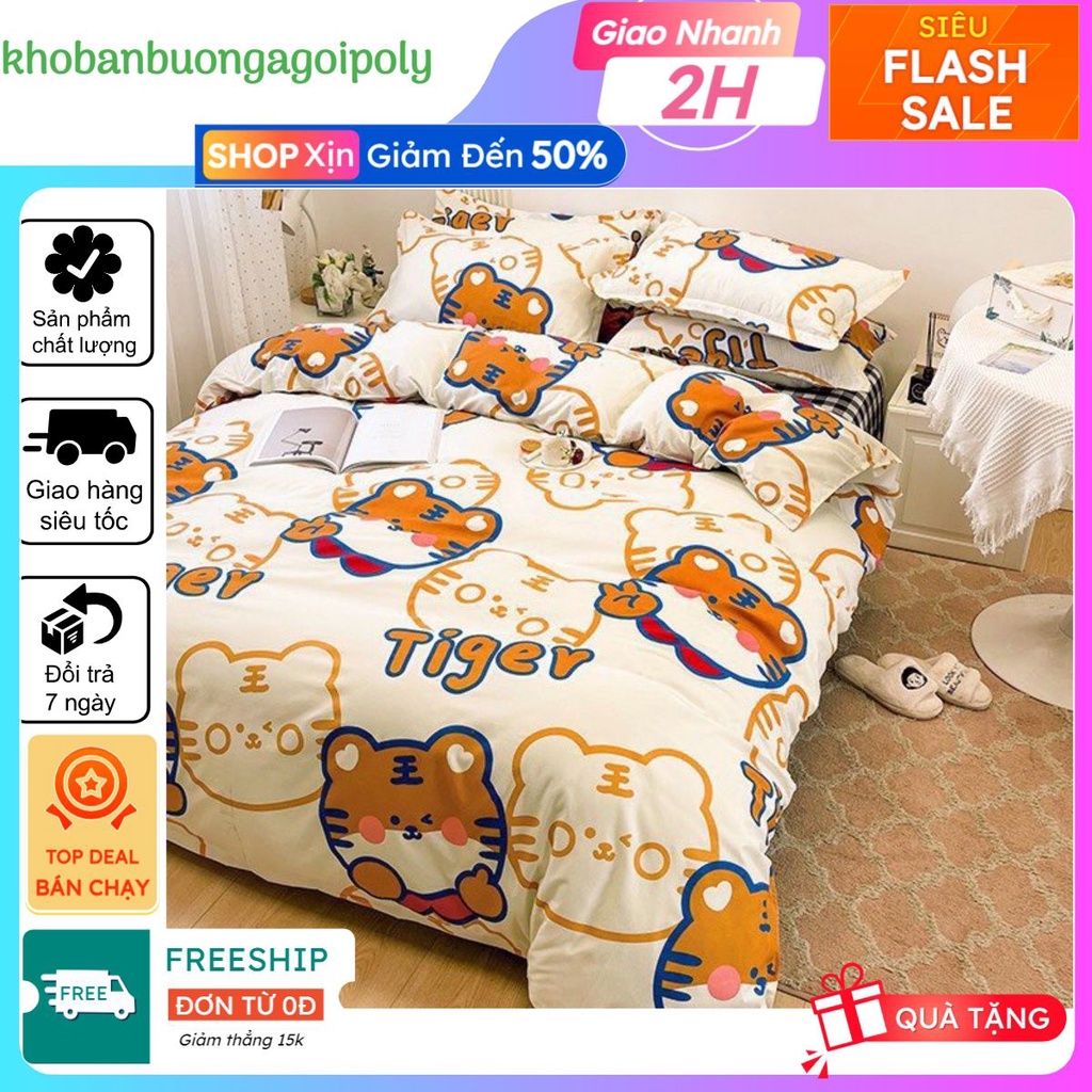 Ga trải giường kích thước 80cmx2m ký túc xá giường tầng, giường đơn, mẫu hổ con