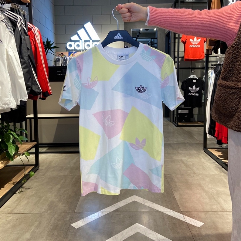 Áo Thun Thể Thao Adidas 100% Cotton Ngắn Tay Phối Màu Tương Phản Cá Tính Cho Nữ