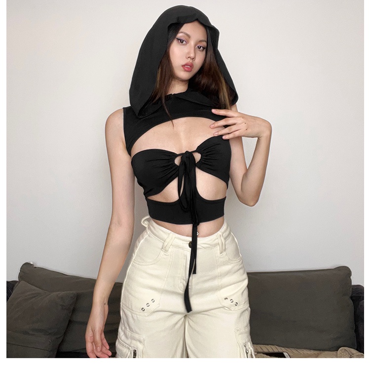 Set Áo Hoodies Không Tay + Áo Lót Quyến Rũ Thời Trang Nữ