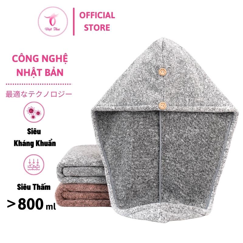 Khăn ủ tóc nhanh khô công nghệ Nhật sợi tre siêu kháng khuẩn, siêu thấm 25x65cm, 85gr - Việt Thư