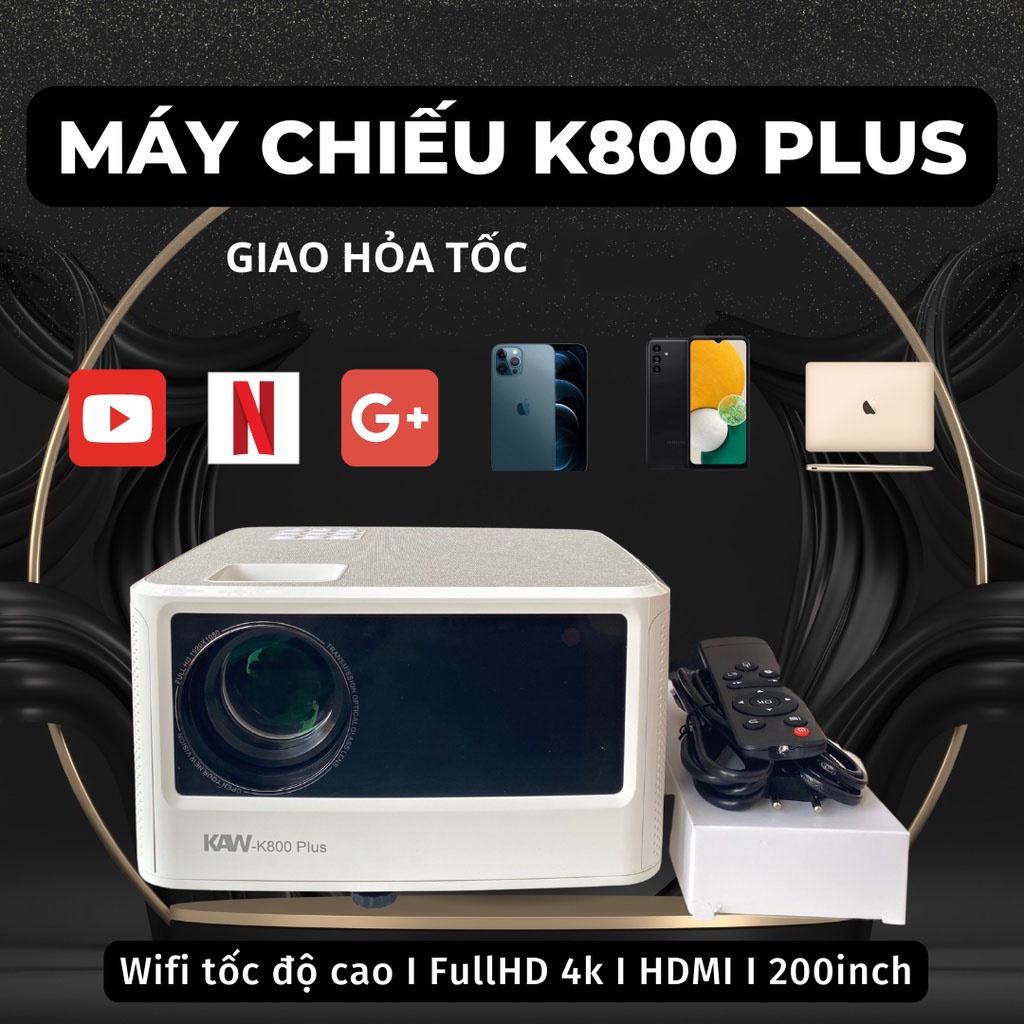 Máy Chiếu Mini KAW K800 Max Độ Phân Giải Full HD 1080P - Hỗ Trợ 4K