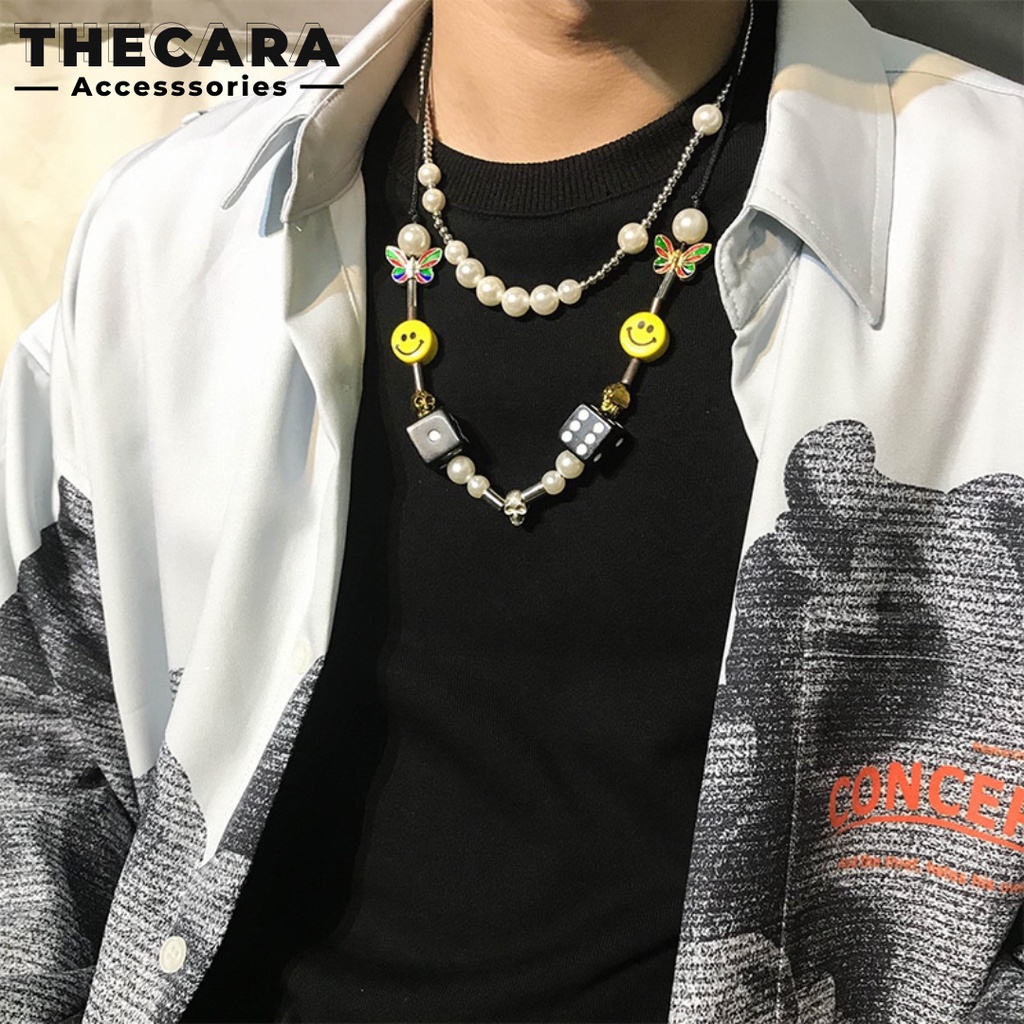 Vòng Cổ Hot Trend ASAP ROCKY Mặt Cười Ngọc Trai Nhân Tạo THECARA