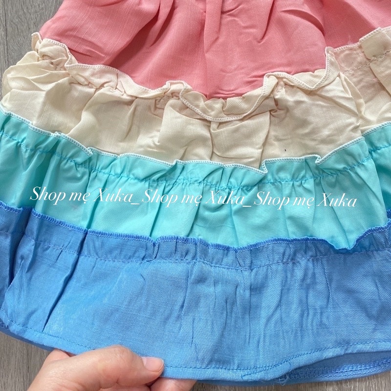 Váy 2 dây bé gái đi biển màu cầu vồng