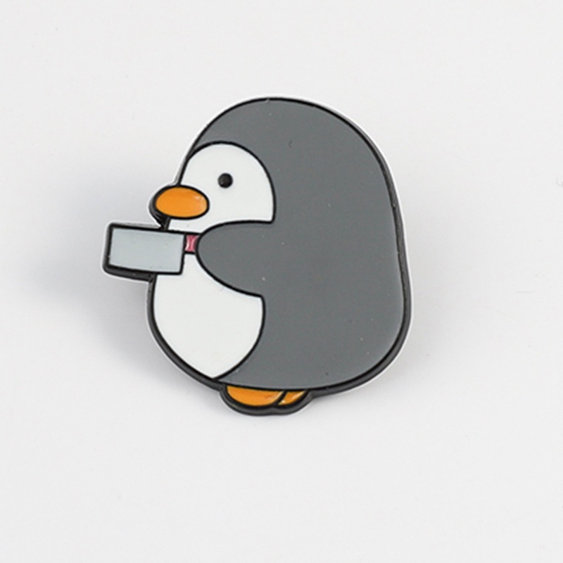 Huy Hiệu Cài Áo Hình Chim Cánh Cụt Hoạt Hình Vui Nhộn Bằng Kim Loại