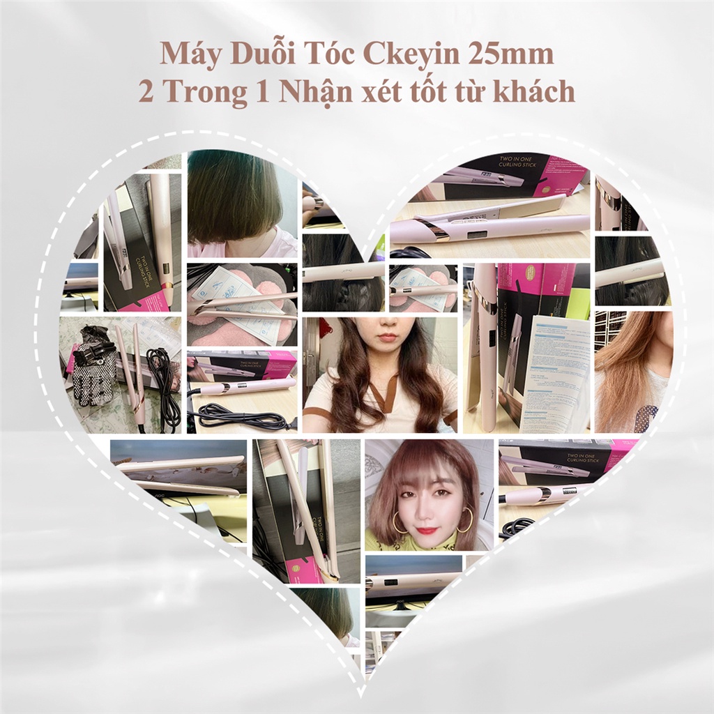 Ckeyin Máy Duỗi Tóc 25mm 2 Trong 1 Có Màn Hình LCD Với 6 Kiểu Nhiệt Độ Tùy Chỉnh HS537
