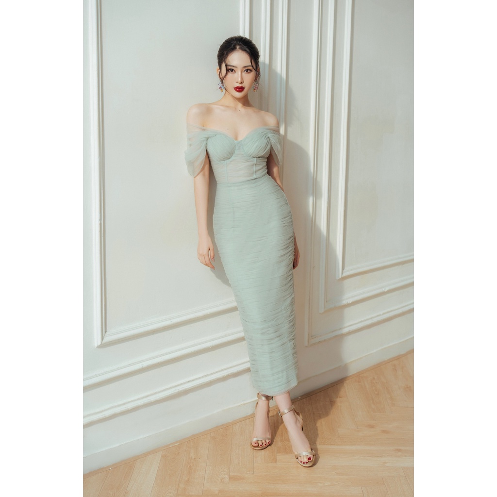 Đầm ôm body mint lace dress trễ vai ren lưới dự tiệc HUONG BOUTIQUE - HBLOVE359