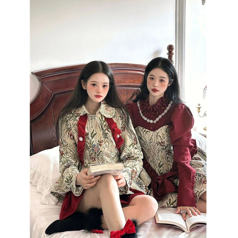 Bộ Đầm Công Chúa Pháp Hai Mảnh Tay Dài 1.33 Món Thời Trang Sang Trọng Cho Nữ