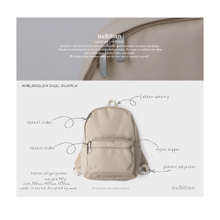 Balo bubillian màu be