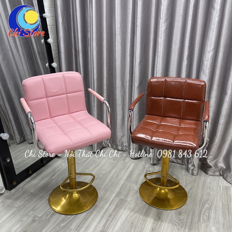 Ghế Xoay Quầy Bar Cao, Ghế Makeup Trang Điểm Có Tựa Êm Ái Xoay 360 Độ Chụp Hình Livestream Nhiều Màu Chọn