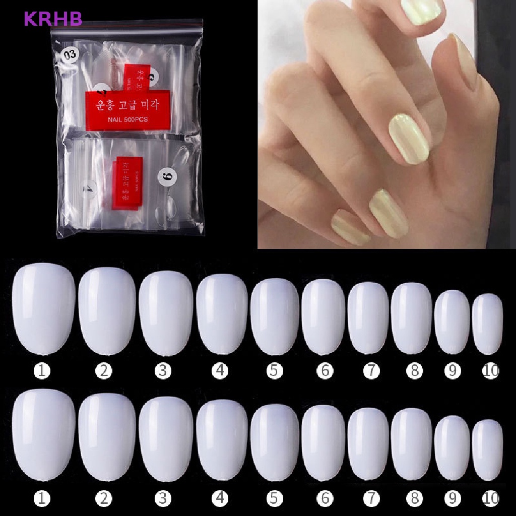 Set 500 Móng Tay Giả Hình Tròn Bằng Acrylic Cao Cấp Mới