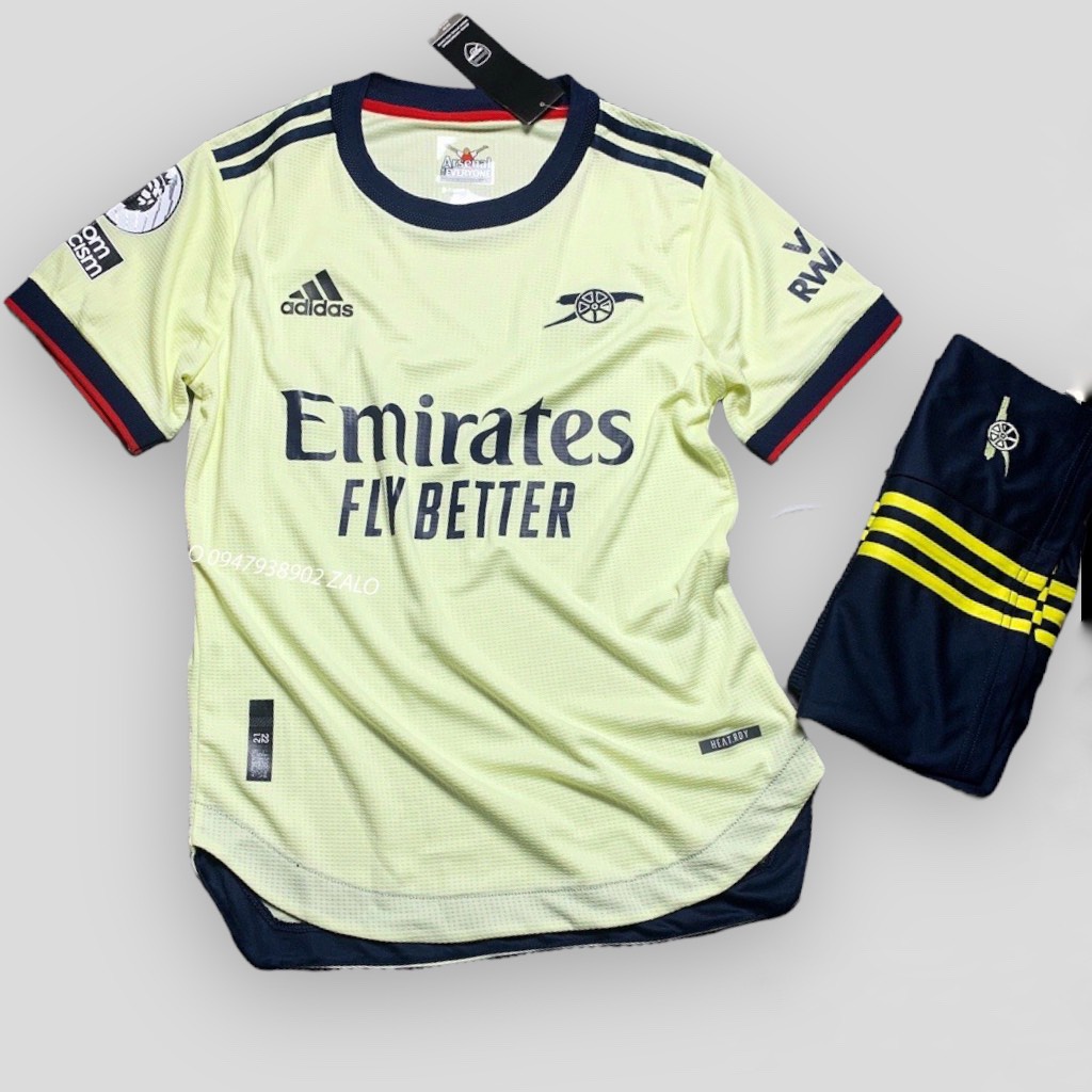 Bộ quần áo đá banh CLB Arsenal màu vàng kem mùa 2022_ Hàng cao cấp Thailand