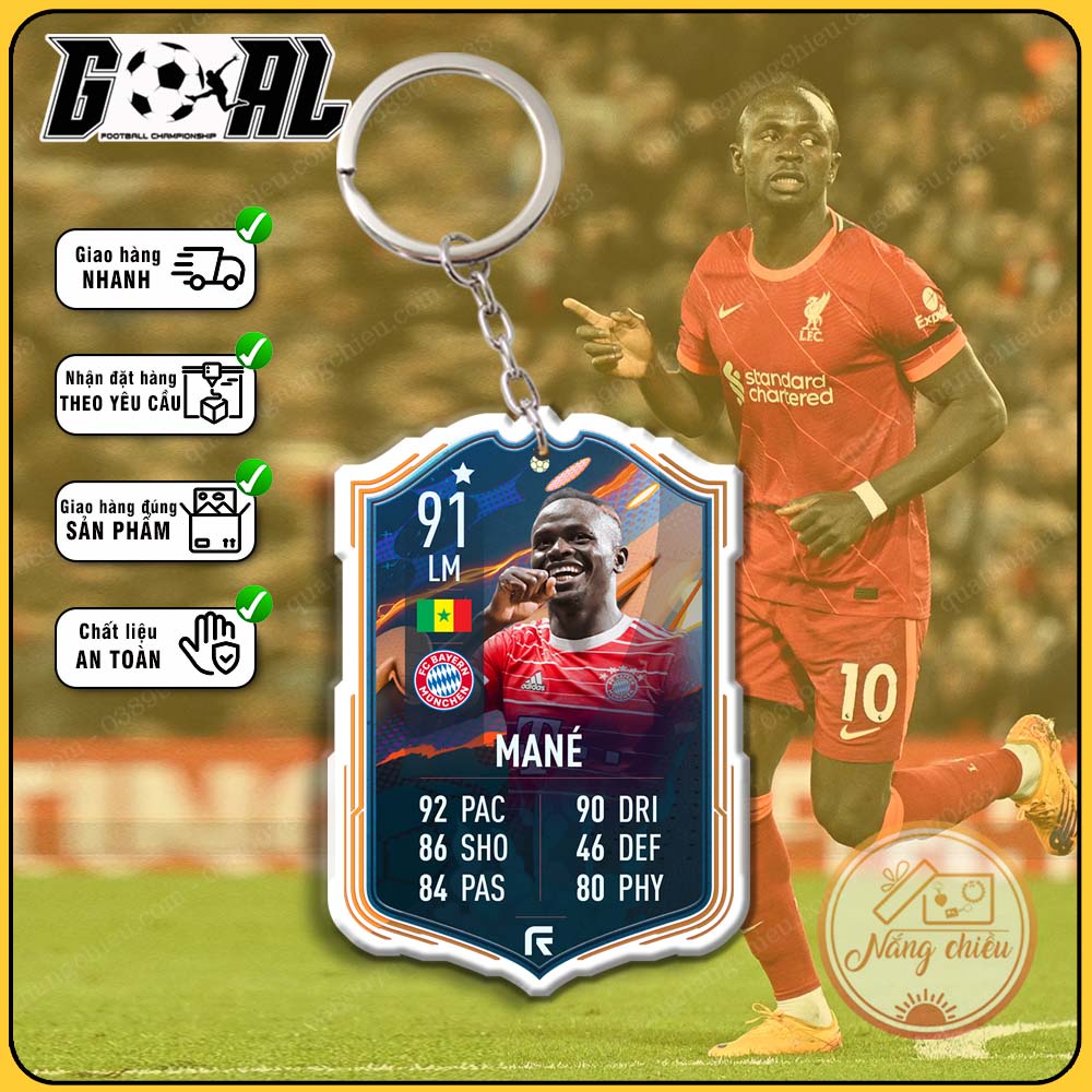 Móc khóa cầu thủ Sadio Mané-thẻ bóng đá CLB Bayern Munich hottrend 2023-phụ kiện treo balo chất lượng cao cấp[6125-6136]