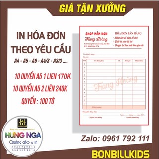 Hoá đơn bán hàng in theo yêu cầu thiết kế miễn phí
