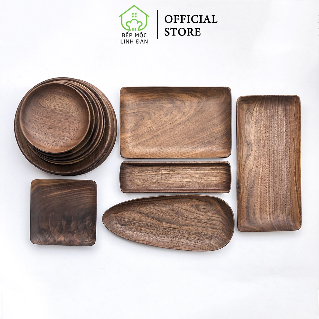 Đĩa Khay Gỗ Óc Chó Nguyên Tấm Decor Đựng Đồ Ăn Siêu Sạch Siêu Xinh - HAHANCO