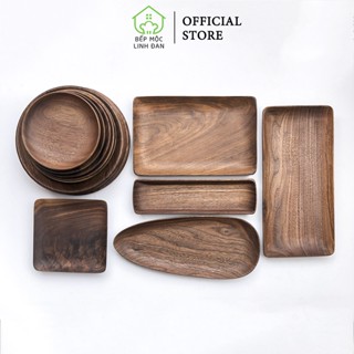 Đĩa Khay Gỗ Óc Chó Nguyên Tấm Decor Đựng Đồ Ăn Siêu Sạch Siêu Xinh - HAHANCO