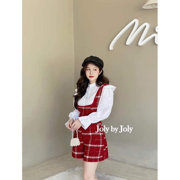 SET YẾM DẠ ĐỎ SHORT KÈM SƠ MI TRẮNG✨