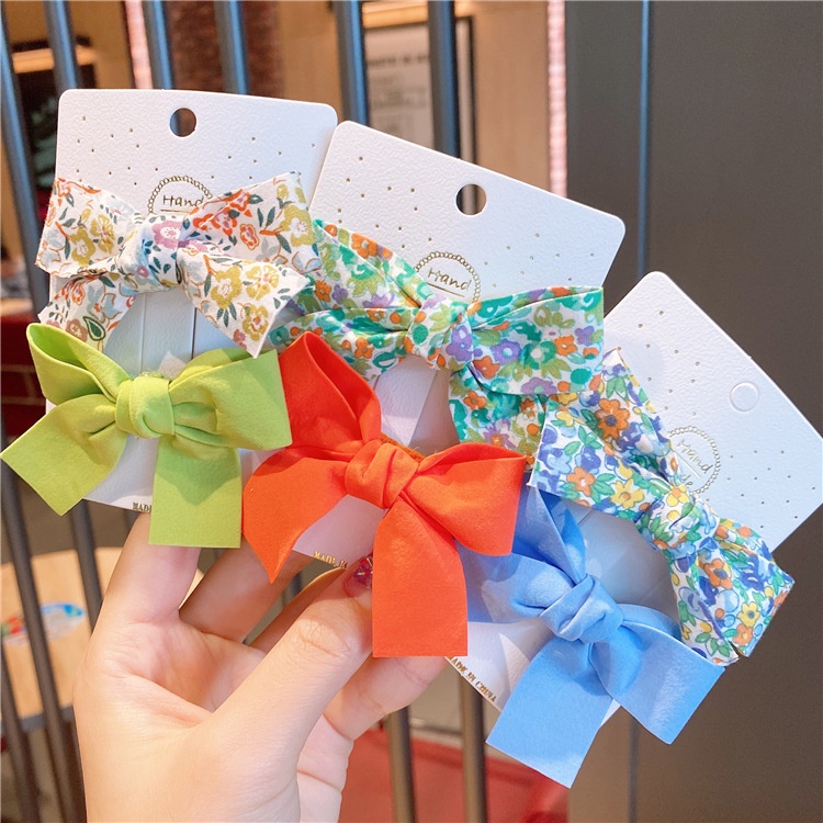 [SET 2] Kẹp tóc phối nơ hoa xinh xắn phong cách vintage Hàn Quốc cho bé gái SPN