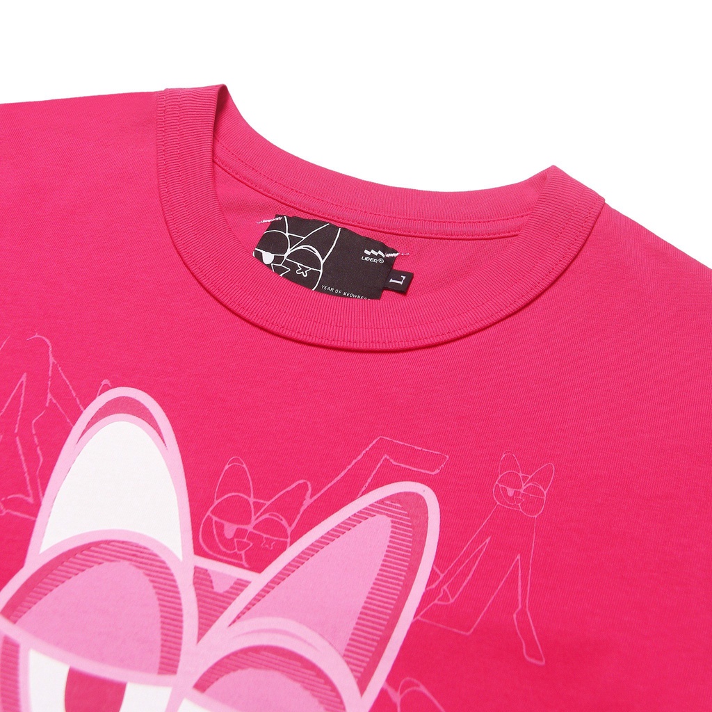 Áo Thun Unisex LIDER Vivid Meow Tee Hồng, Chất Cotton Form Cropped/Oversized