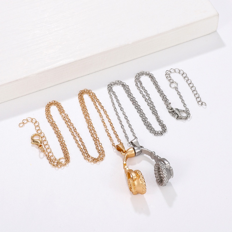 1 Cặp Vòng cổ Kim Loại Mặt Hình Tai Nghe Độc Đáo Thời Trang Unisex