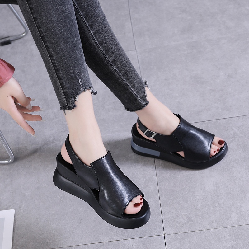 Dép Sandal Đế Dày Bằng Da Mềm Thời Trang Mùa Hè 2023 Cho Nữ