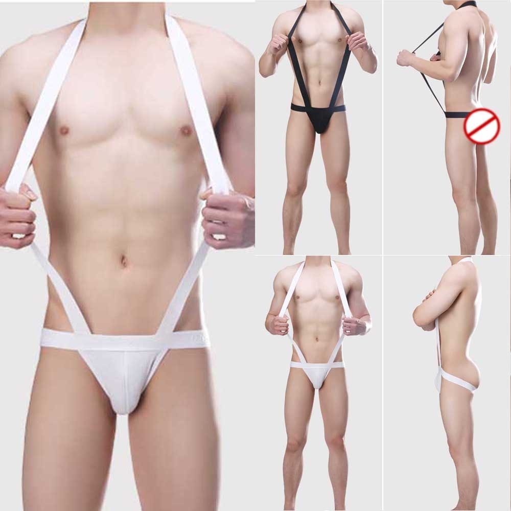 Bodysuit Strappy Thongs Underwear Briefs Men Sheath Hollow Out Leotard