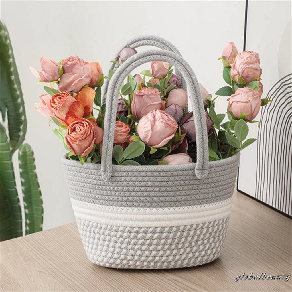 Túi Tote Dệt Màu Sắc Tương Phản Sức Chứa Lớn Có Thể Tái Sử Dụng