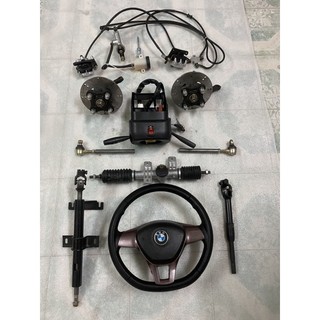 Bộ Hệ thống lái vô lăng phanh đĩa dầu cho xe 4 bánh đầy đủ,mai ơ tim ốc đo vuông 7cm,chéo 10cm