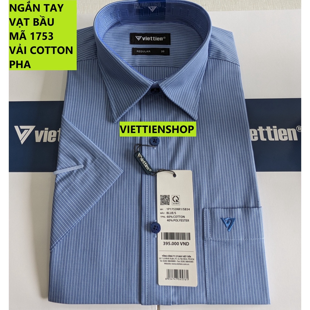 (1753 SS) ÁO SƠ MI VIỆT TIẾN NGẮN TAY KẺ SỌC