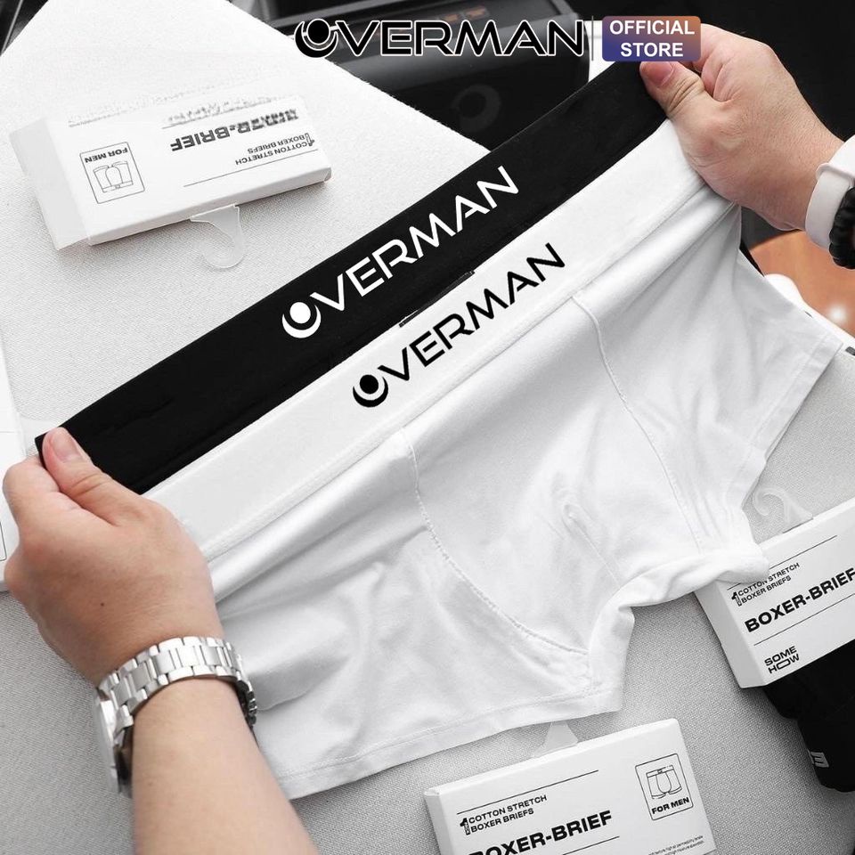Quần sịp đùi nam Boxer OVERMAN chất Cotton thun lạnh cotton OVERMA co dãn cực tốt SD08 (che tên) - OVERMAN