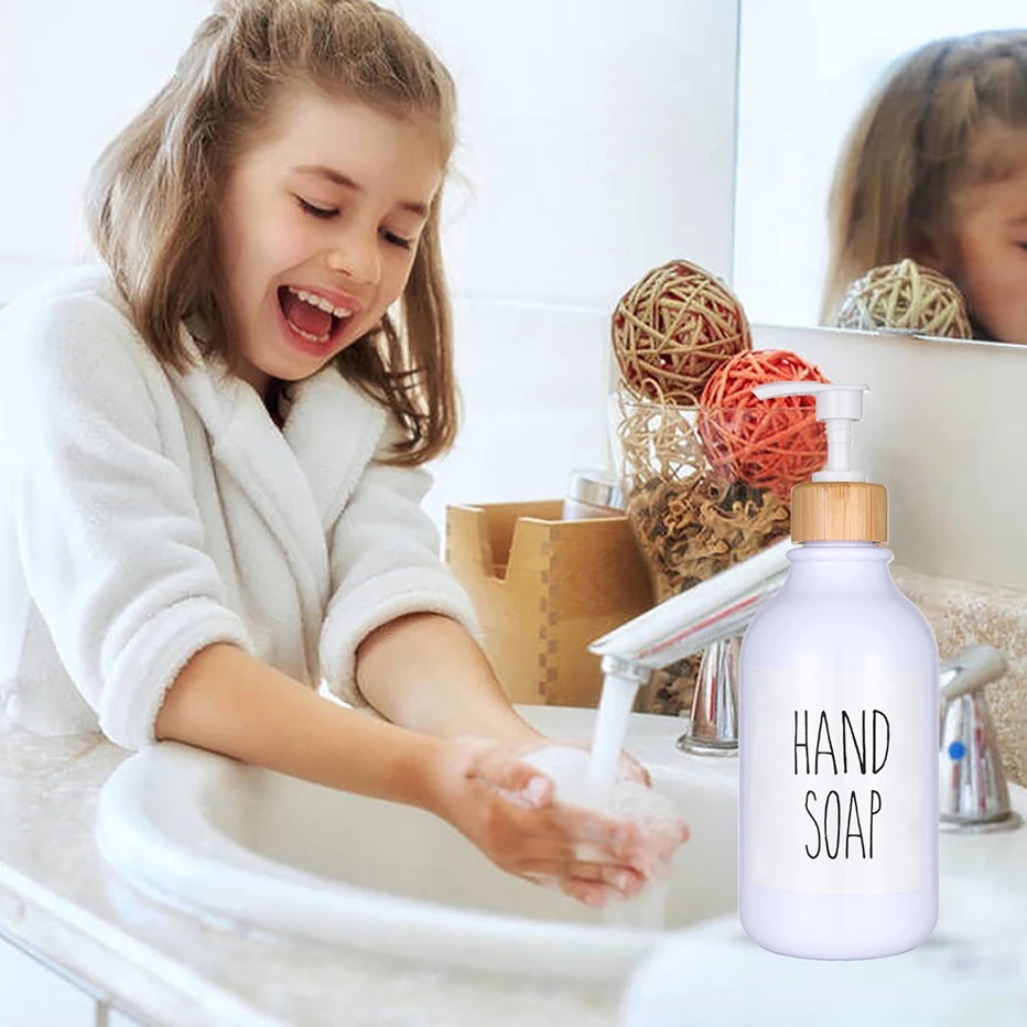 1 Bình Đựng Xà Phòng Dạng Nhấn 300 / 500ml Bằng Tre Chống Thấm Nước