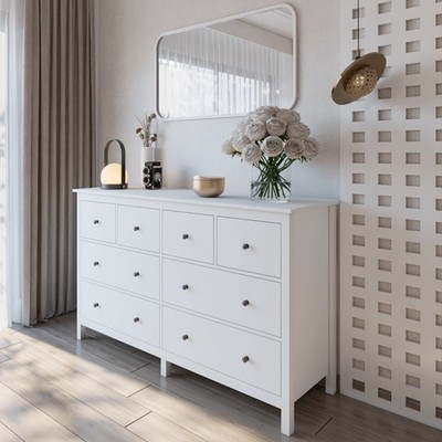 LUMET, Tủ đựng đồ tân cổ điển 3 tầng 8 ngăn DRA_242, 160x48x96cm, tủ gỗ Scandi Home