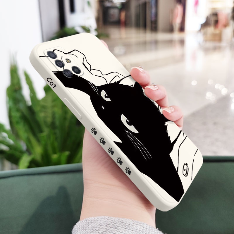 Ốp Điện Thoại Silicon Dẻo Họa Tiết Chú Mèo Dễ Thương Cho Samsung Galaxy A71 A51 4G A21S A31 A41